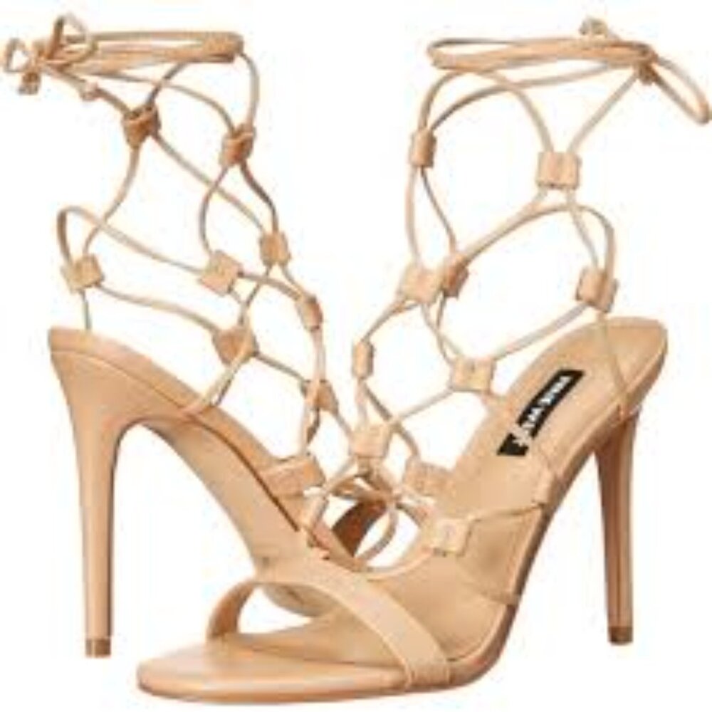 Nine West Women's Mix Ankle Wrap Dress Heeled Sandals NWOB sz 6M Blush Tan - Picture 3 of 14